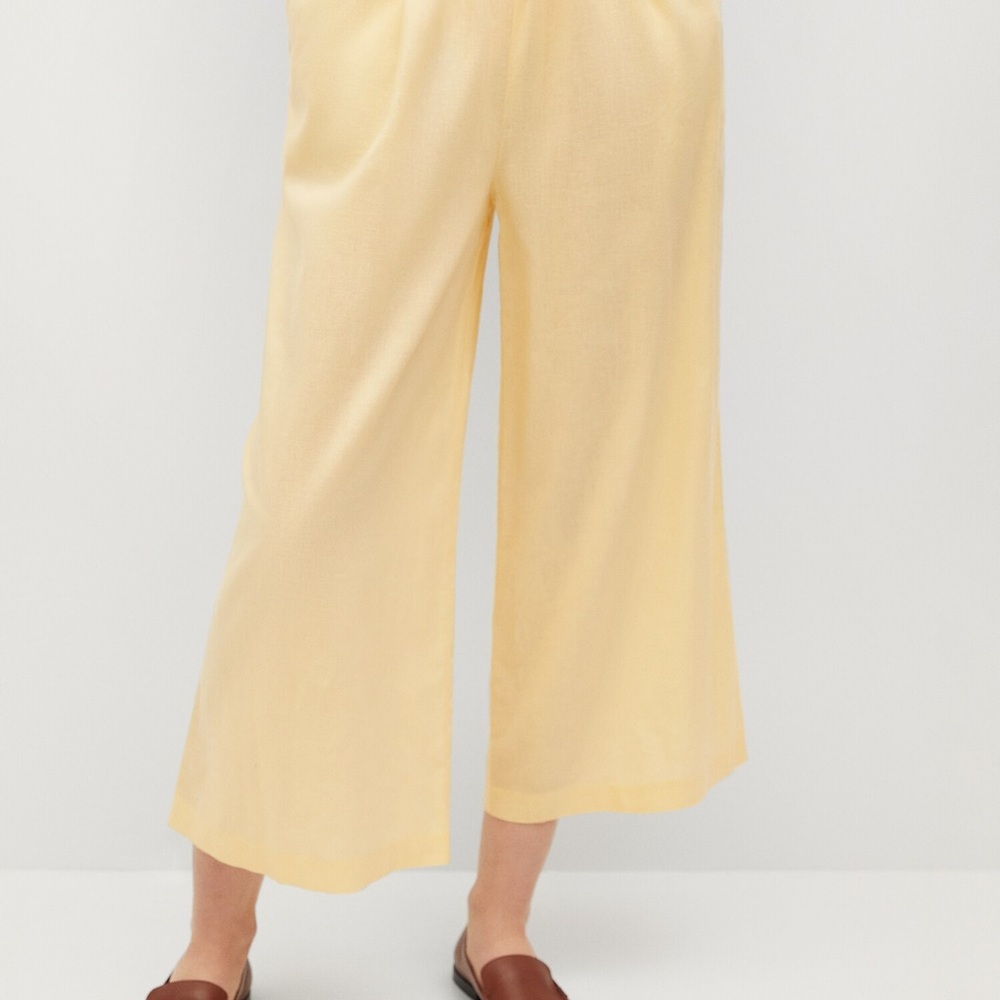 Mango Linen-blend culotte trousers
